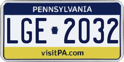 PA license plate LGE2032