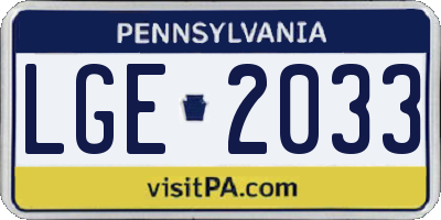 PA license plate LGE2033