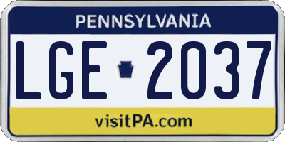 PA license plate LGE2037