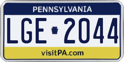 PA license plate LGE2044