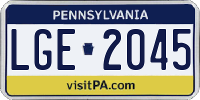 PA license plate LGE2045