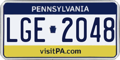 PA license plate LGE2048