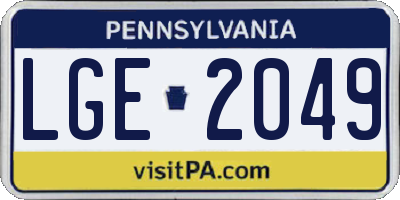 PA license plate LGE2049