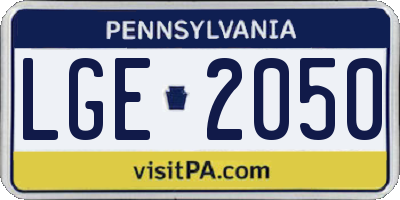 PA license plate LGE2050