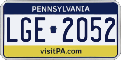 PA license plate LGE2052