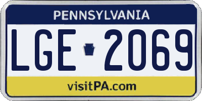 PA license plate LGE2069
