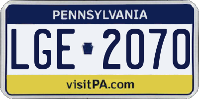 PA license plate LGE2070