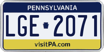 PA license plate LGE2071