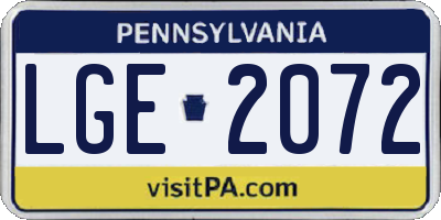 PA license plate LGE2072