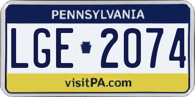 PA license plate LGE2074