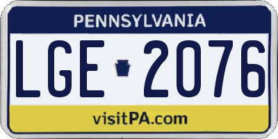 PA license plate LGE2076