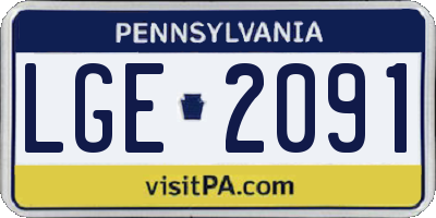 PA license plate LGE2091