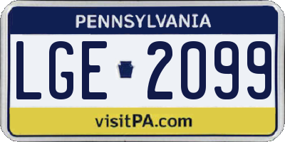 PA license plate LGE2099