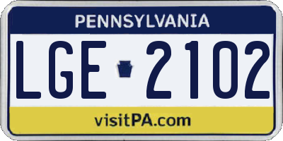 PA license plate LGE2102