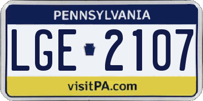 PA license plate LGE2107