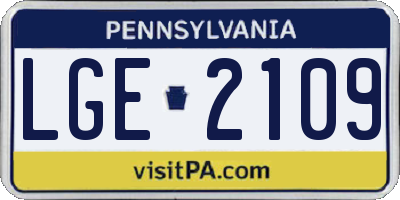 PA license plate LGE2109