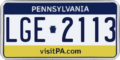 PA license plate LGE2113