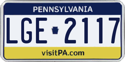 PA license plate LGE2117