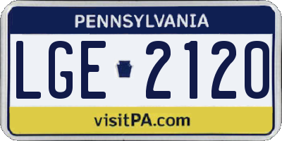 PA license plate LGE2120