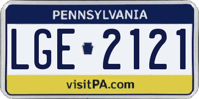 PA license plate LGE2121