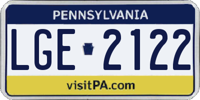 PA license plate LGE2122