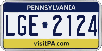 PA license plate LGE2124