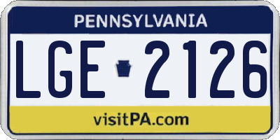 PA license plate LGE2126