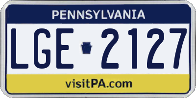 PA license plate LGE2127