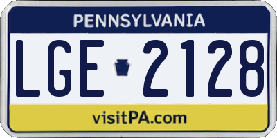PA license plate LGE2128
