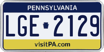 PA license plate LGE2129