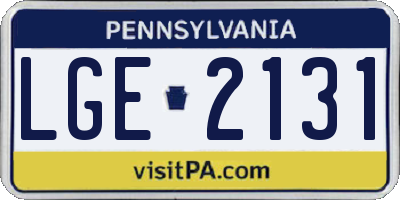 PA license plate LGE2131