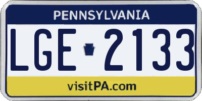 PA license plate LGE2133