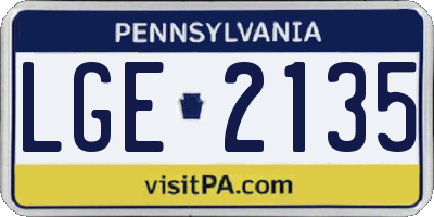 PA license plate LGE2135