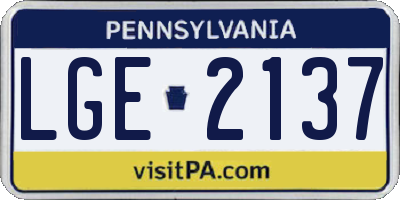 PA license plate LGE2137