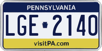 PA license plate LGE2140