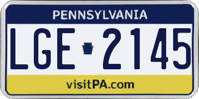 PA license plate LGE2145