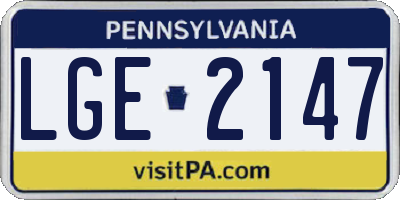 PA license plate LGE2147
