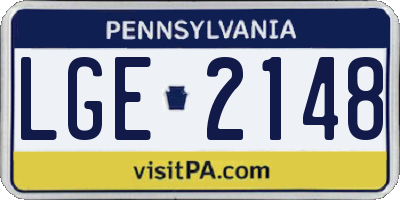 PA license plate LGE2148