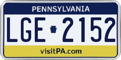 PA license plate LGE2152