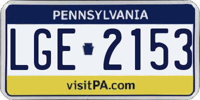 PA license plate LGE2153