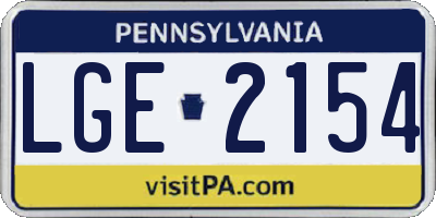 PA license plate LGE2154