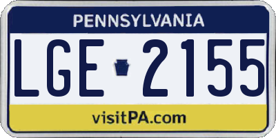 PA license plate LGE2155