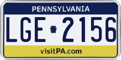 PA license plate LGE2156