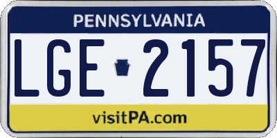 PA license plate LGE2157