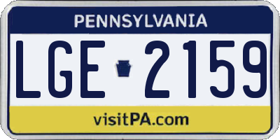 PA license plate LGE2159