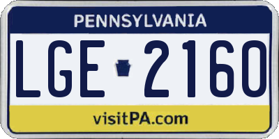 PA license plate LGE2160