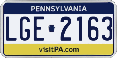 PA license plate LGE2163