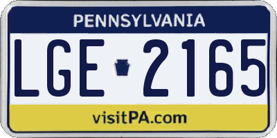 PA license plate LGE2165