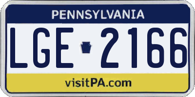 PA license plate LGE2166