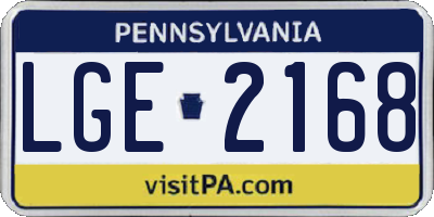 PA license plate LGE2168